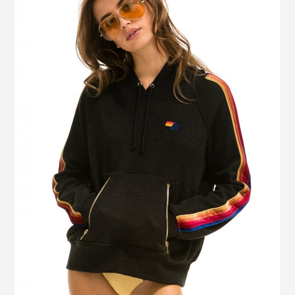 Classic Pullover Hoodie Black/Velvet Stripes | Aviator Nation